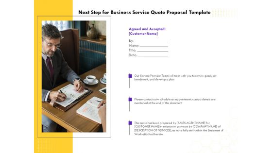 Corporate Service Quote Next Step For Business Service Quote Proposal Template Summary PDF