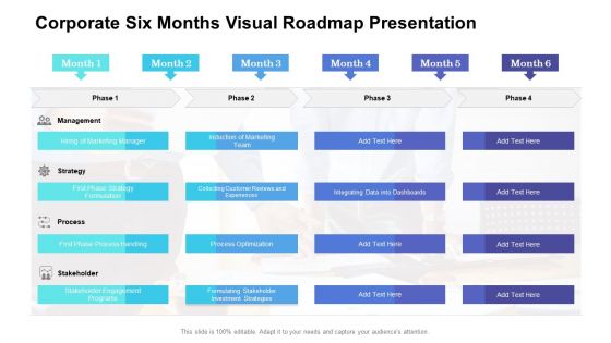 Corporate Six Months Visual Roadmap Presentation Clipart
