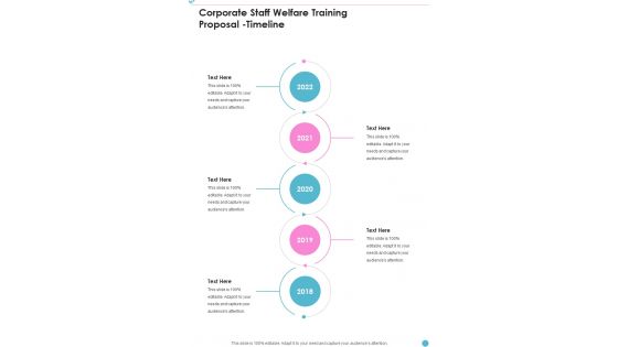 Corporate Staff Welfare Training Proposal Timeline One Pager Sample Example Document