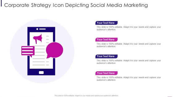 Corporate Strategy Icon Depicting Social Media Marketing Portrait PDF