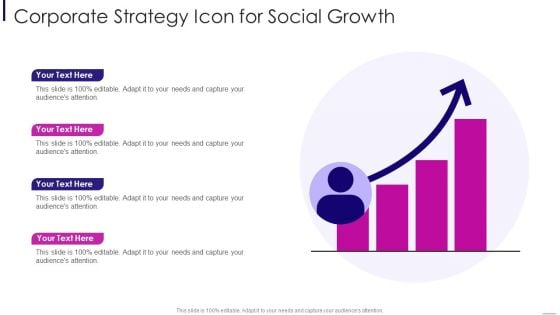 Corporate Strategy Icon For Social Growth Guidelines PDF