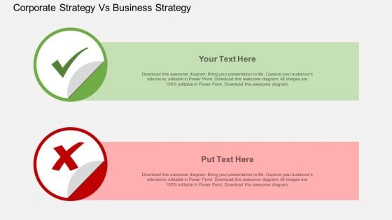 Corporate Strategy Vs Business Strategy Powerpoint Template