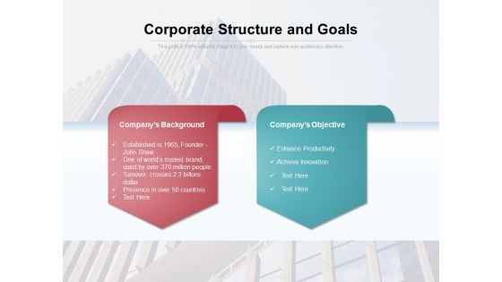 Corporate Structure And Goals Ppt PowerPoint Presentation File Introduction PDF