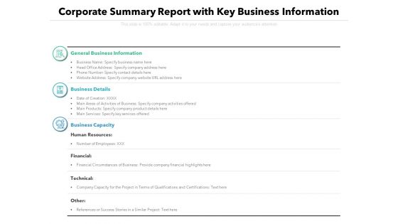 Corporate Summary Report With Key Business Information Ppt PowerPoint Presentation File Graphics Download PDF Corporate Summary Report With Key Business Information Ppt PowerPoint Presentation File Graphics Download PDF