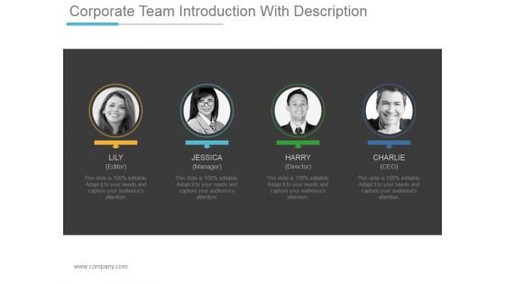 Corporate Team Introduction With Description Ppt PowerPoint Presentation Templates