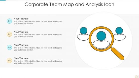 Corporate Team Map And Analysis Icon Brochure PDF