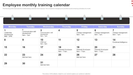 Corporate Training Program Employee Monthly Training Calendar Guidelines PDF