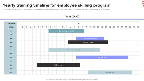 Corporate Training Program Yearly Training Timeline For Employee Skilling Program Download PDF
