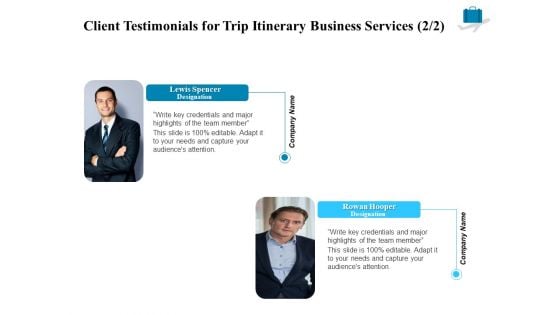 Corporate Travel Itinerary Client Testimonials For Trip Itinerary Business Services Company Information PDF