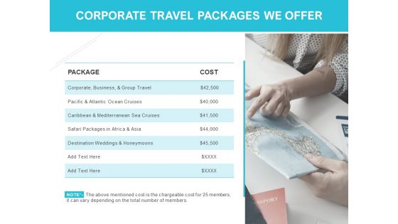 Corporate Travel Packages We Offer Ppt PowerPoint Presentation Model Files