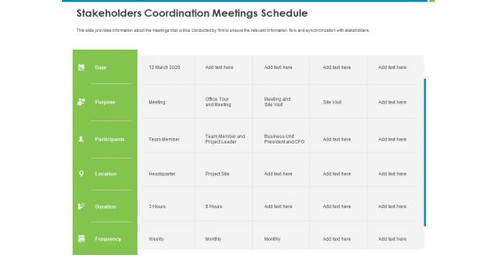 Corporate Turnaround Strategies Stakeholders Coordination Meetings Schedule Elements PDF