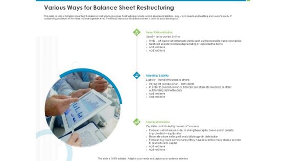 Corporate Turnaround Strategies Various Ways For Balance Sheet Restructuring Infographics PDF