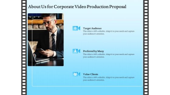 Corporate Video About Us For Corporate Video Production Proposal Brochure PDF