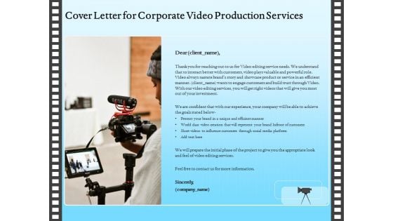 Corporate Video Cover Letter For Corporate Video Production Services Ppt Infographic Template Format Ideas PDF