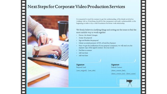 Corporate Video Next Steps For Corporate Video Production Services Ppt Infographic Template Images PDF