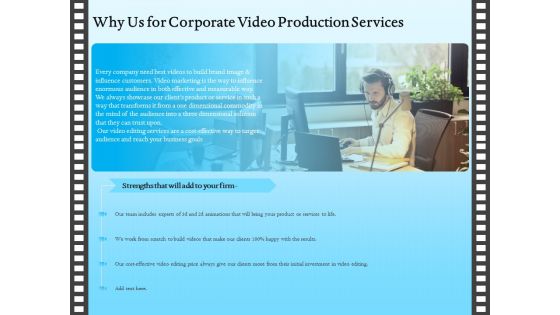 Corporate Video Why Us For Corporate Video Production Services Ppt Portfolio Background Designs PDF