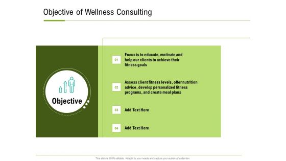 Corporate Wellness Consultant Objective Of Wellness Consulting Elements PDF