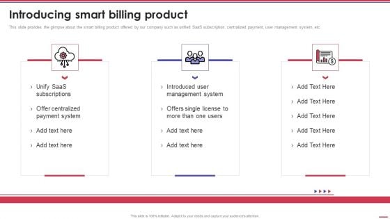 Corporation Pitch Deck Introducing Smart Billing Product Ppt PowerPoint Presentation Slides Demonstration PDF