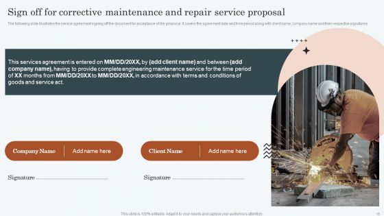 Corrective Maintenance And Repair Service Proposal Ppt PowerPoint Presentation Complete Deck With Slides
