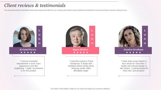 Cosmetics And Skin Care Company Profile Client Reviews And Testimonials Information PDF