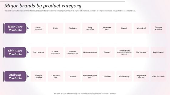 Cosmetics And Skin Care Company Profile Major Brands By Product Category Professional PDF