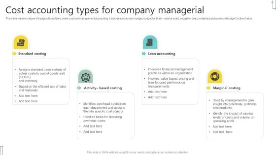 Cost Accounting Types For Company Managerial Pictures PDF