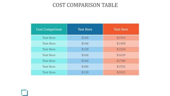 Cost Comparison Table Ppt PowerPoint Presentation Background Image