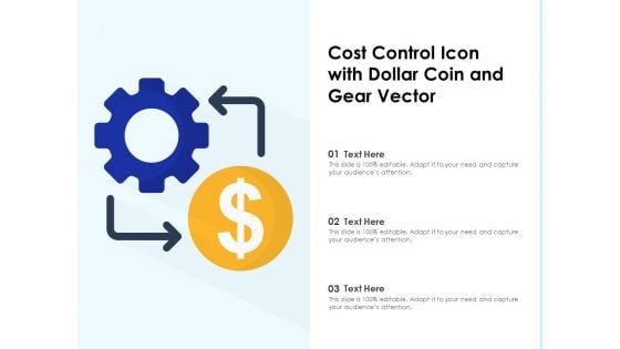 Cost Control Icon With Dollar Coin And Gear Vector Ppt PowerPoint Presentation File Template PDF