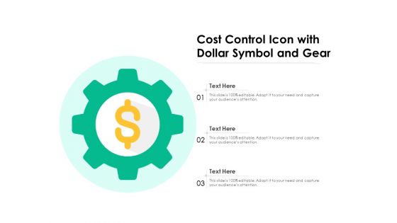 Cost Control Icon With Dollar Symbol And Gear Ppt PowerPoint Presentation File Infographics PDF