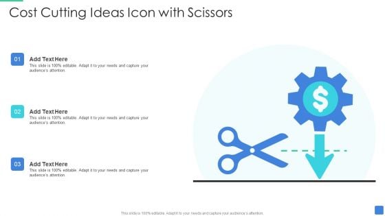 Cost Cutting Ideas Icon With Scissors Background PDF