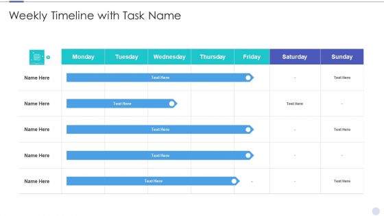Cost Estimation Agile Software Development Project IT Weekly Timeline With Task Name Structure PDF