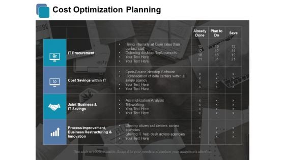Cost Optimization Planning Ppt PowerPoint Presentation Layouts Background Image