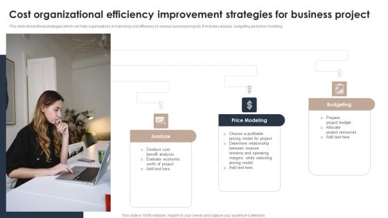 Cost Organizational Efficiency Improvement Strategies For Business Project Infographics PDF