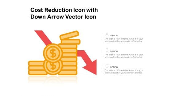 Cost Reduction Icon With Down Arrow Vector Icon Ppt PowerPoint Presentation Pictures Maker