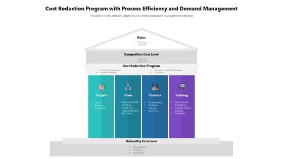 Cost Reduction Program With Process Efficiency And Demand Management Ppt PowerPoint Presentation Layouts Graphic Images PDF