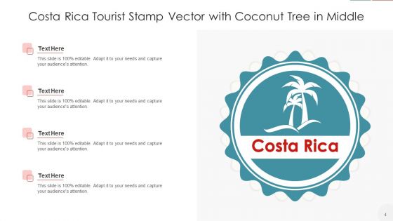 Costa Rica Map Tourist Stamp Ppt PowerPoint Presentation Complete Deck With Slides