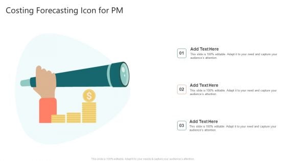 Costing Forecasting Icon For PM Background PDF