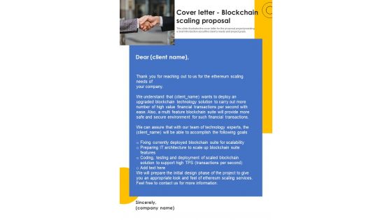 Cover Letter Blockchain Scaling Proposal One Pager Sample Example Document