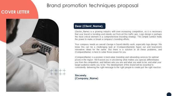 Cover Letter Brand Promotion Techniques Proposal Ppt Pictures Clipart PDF