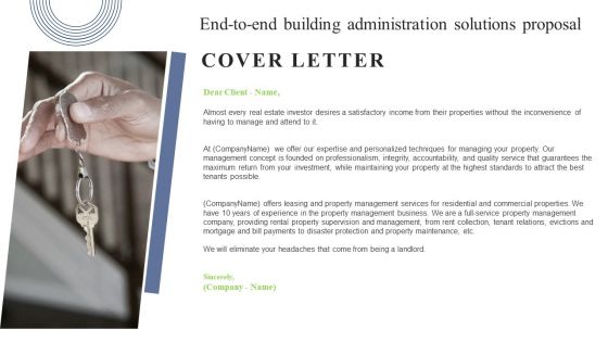 Cover Letter End To End Building Administration Solutions Proposal Ideas PDF