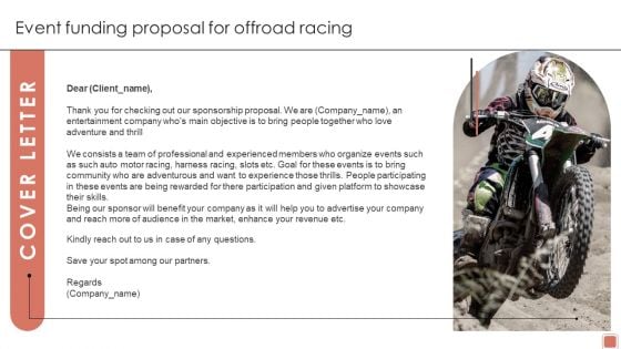 Cover Letter Event Funding Proposal For Offroad Racing Topics PDF