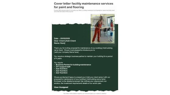 Cover Letter Facility Maintenance Services For Paint And Flooring One Pager Sample Example Document