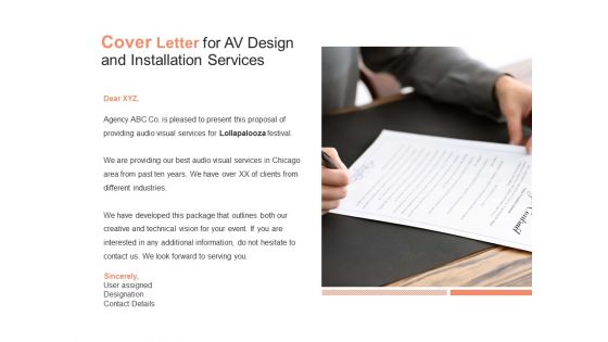 Cover Letter For AV Design And Installation Services Ppt PowerPoint Presentation Styles Graphics