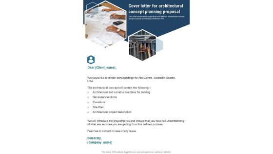 Cover Letter For Architectural Concept Planning Proposal One Pager Sample Example Document