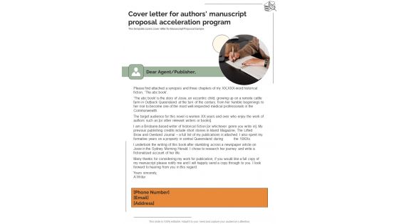 Cover Letter For Authors Manuscript Proposal Acceleration Program One Pager Sample Example Document