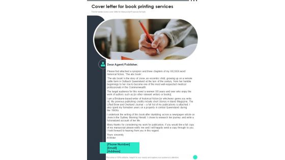 Cover Letter For Book Printing Services One Pager Sample Example Document