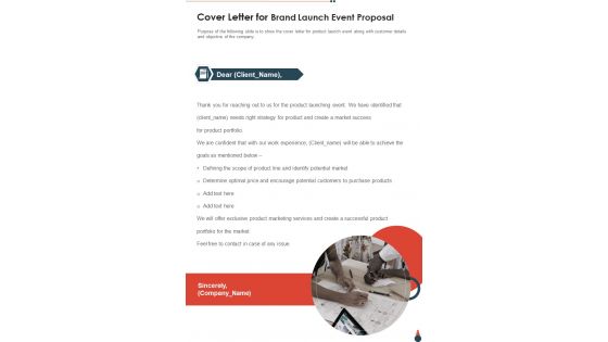 Cover Letter For Brand Launch Event Proposal One Pager Sample Example Document