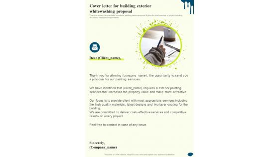 Cover Letter For Building Exterior Whitewashing Proposal One Pager Sample Example Document