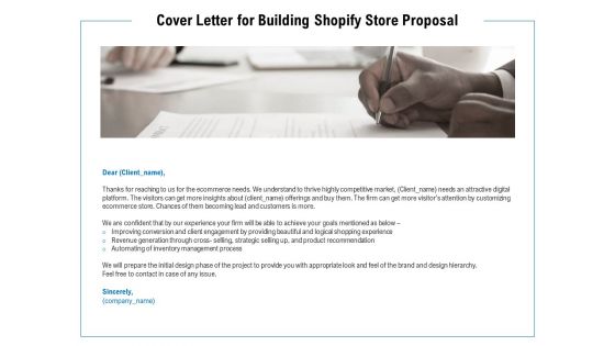 Cover Letter For Building Shopify Store Proposal Ppt PowerPoint Presentation Layouts Good