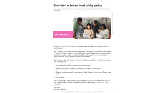 Cover Letter For Business Brand Building Services One Pager Sample Example Document